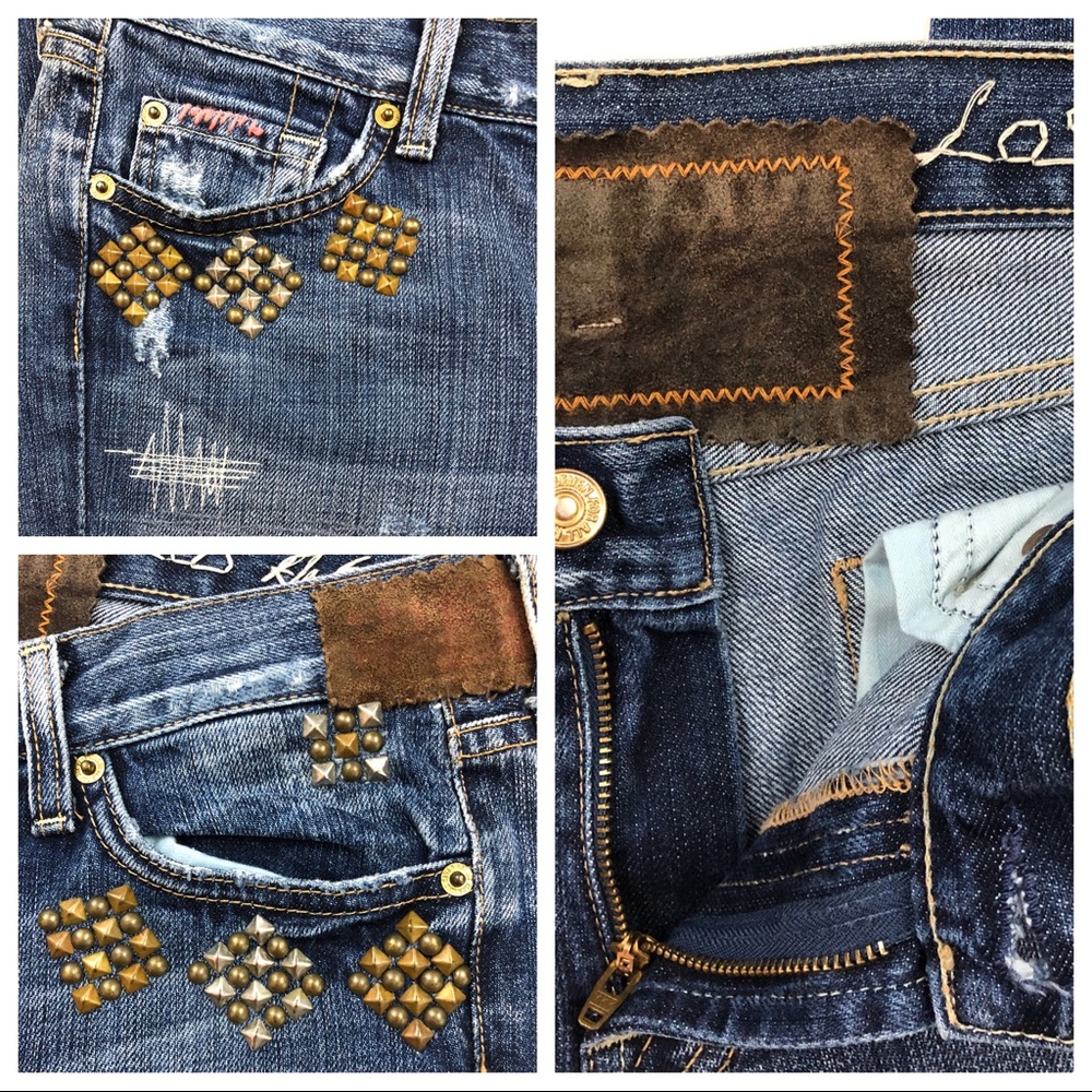 7 For All Mankind Patch Studded Distressed Jeans Size 29 - Picture 6 of 7